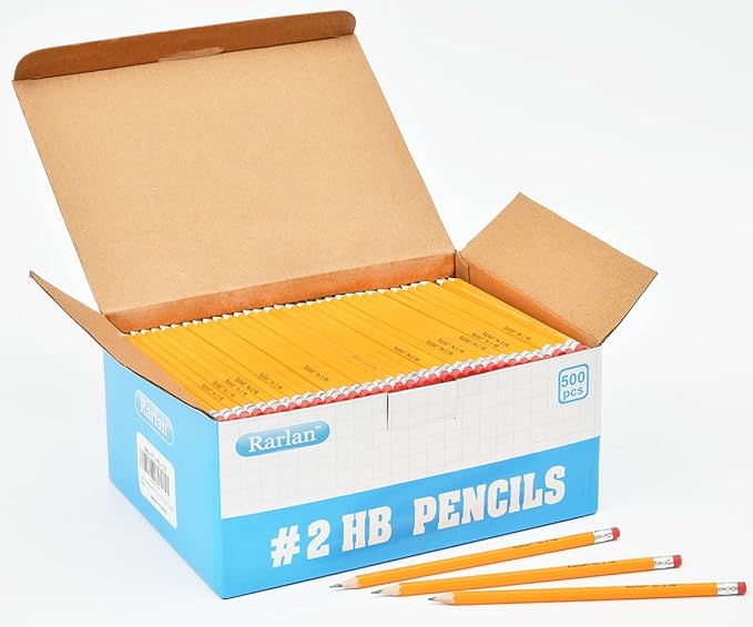 Wood-Cased #2 HB Pencils, Pre-sharpened, 500 Count Bulk Pack