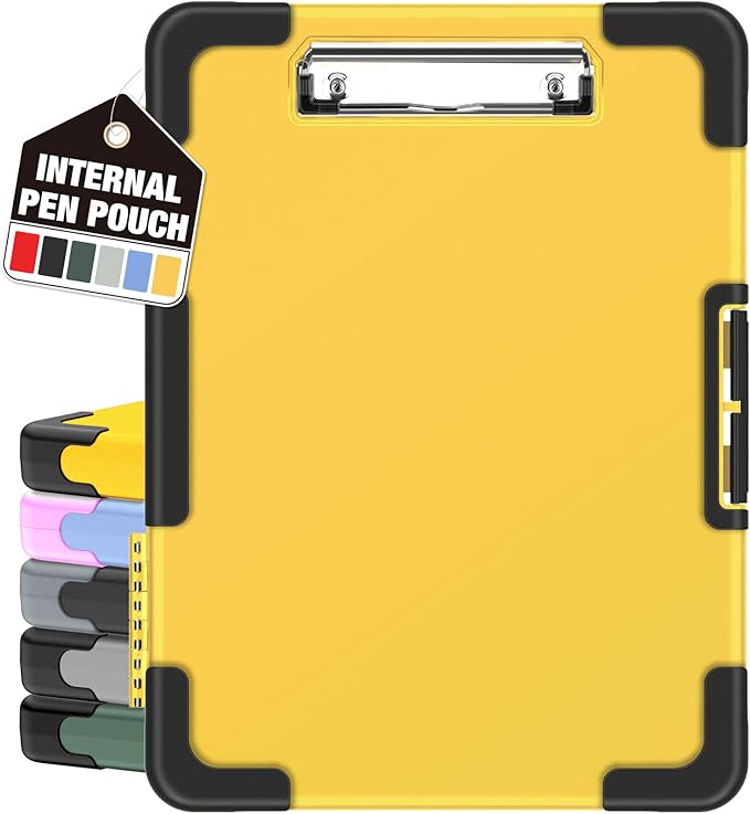 Sooez Toughest Clipboard with Storage, Internal Pen Pouch Included, Letter/ A4 Size, Shockproof Heavy Duty Plastic Clip Boards 8.5x11”, High Capacity Clipboards Box Case for Contractor Trucker Driver