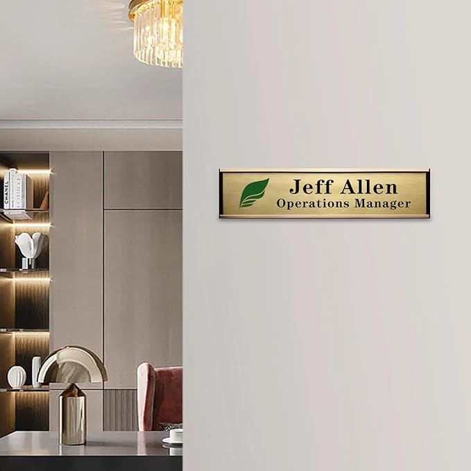 Personalized Name Plate for Door or Wall, 2 * 10 inch Custom Office Aluminum Door or Wall Name Plates with Logo Image or Texts, Office Appreciation Gifts for Coworkers Boss Teacher, Employee