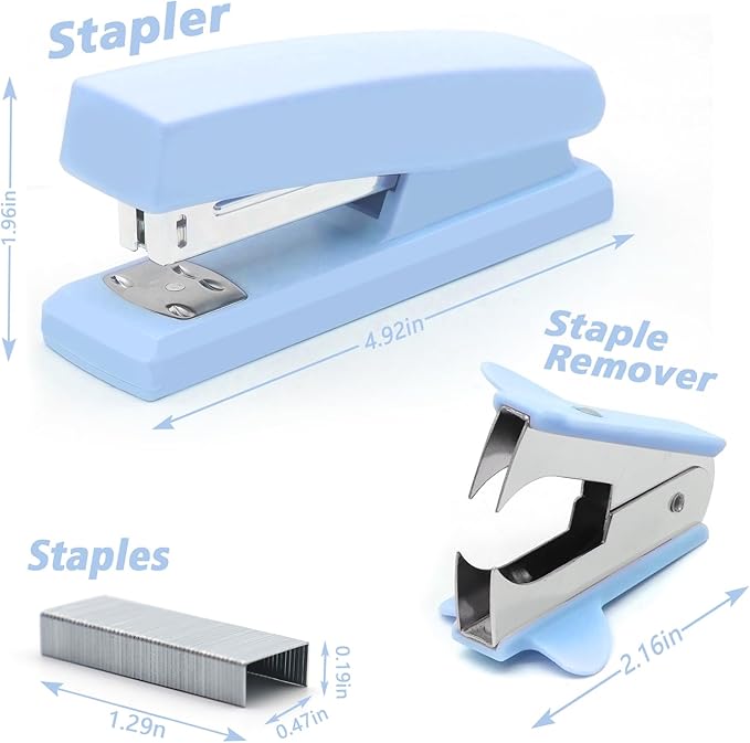 Blue Office Stapler, 25 Sheet Capacity with 2000 Staples and Staple Remover, Desktop Stapler,Blue Office Supplies for Students and Office Clerks