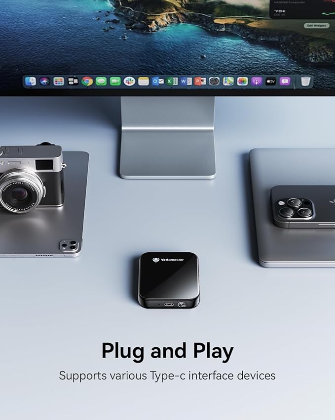 Yottamaster 2TB Magnetic External SSD, Up to 2000MB/s USB 3.2 Gen 2x2 Portable Solid State Drive, Supports 4K ProRes HDR Compatible with iPhone 16/15 Pro Max, Smartphone, Tablet, Laptop - PF20