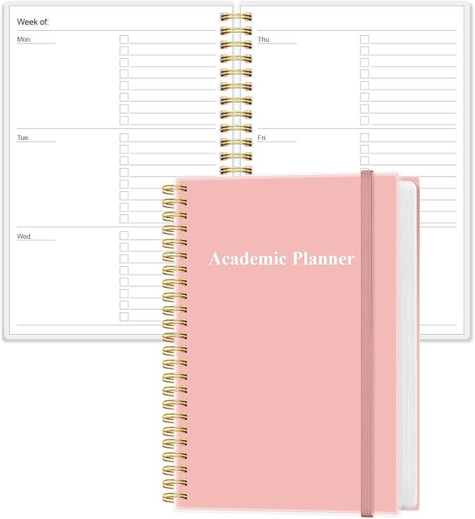 Academic Planner for 2026 or Anytime - 5.8" x 8.5" Undated Weekly Student Planner For Homeschool, High School, College & Nursing Students, 200 Pages, Pink