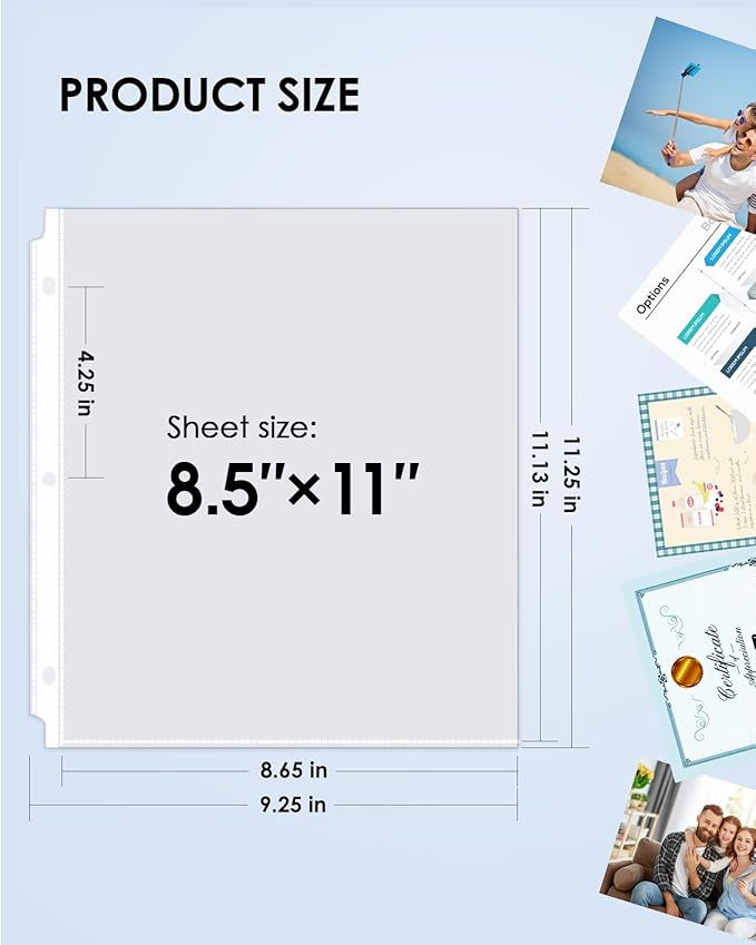 KTRIO 200 Pack Sheet Protectors 8.5 x 11 inch, Clear Page Protector for 3 Ring Binder, Plastic Sleeves for Binders, Top Loading Paper Sheets Document Sleeve Letter Size, Office & Home