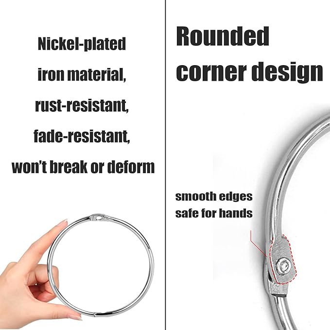 2 Inch Loose Leaf Binder Rings (120 Pack), Nickel Plated Metal Book Rings for Index Cards, Documents, Keychains, DIY Crafts, Office, School, and Home Supplies (2-inch)