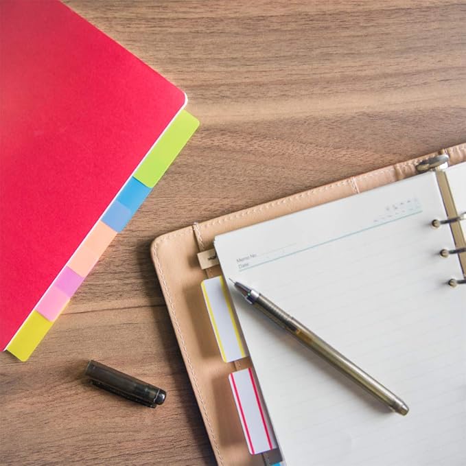 KICNIC 480 Pieces Sticky Tabs 2 Inch Index Tabs, Colored Page Markers Repositionable Tags Reading Tabs Self Adhesive Tape Flags for Books, Binders, Notebook and File Folders, [24 Sets 12 Colors]