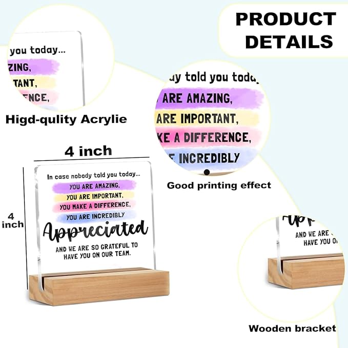 Positive Affirmations Motivational Reminder Desk Decor Acrylic Sign 4x4 Inch, Desk Shelf Cubicle Gadgets Cute Office Decor, Mental Health Gifts for Women Coworkers Best Friend