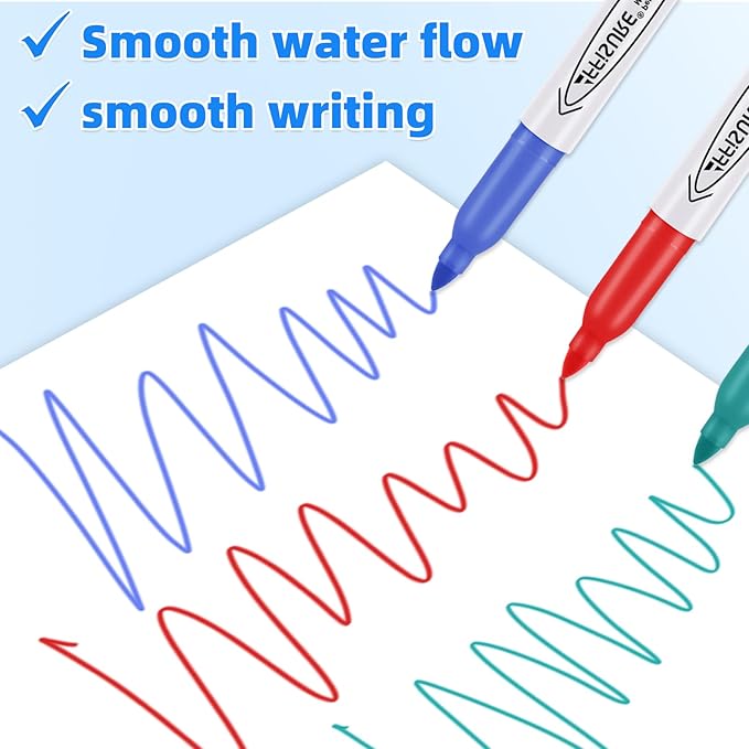 Permanent Markers Assorted Colors Set, 8 Colored Markers 8 Pack, Fine Point，Works on Wood, Plastic, Metal, and More, for Adults, Artist, Taecher, Kids