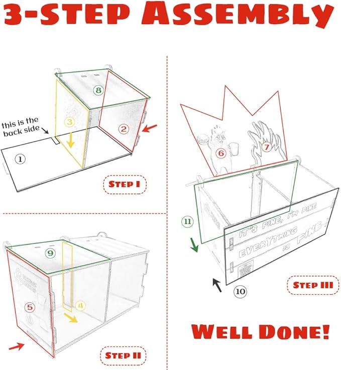Desk Dumpster Pencil Holder - 2 compartments for office supplies - Funny Desk Office Accessories - Great Gift for Coworkers - White Elephant Gift, Everything is Fine