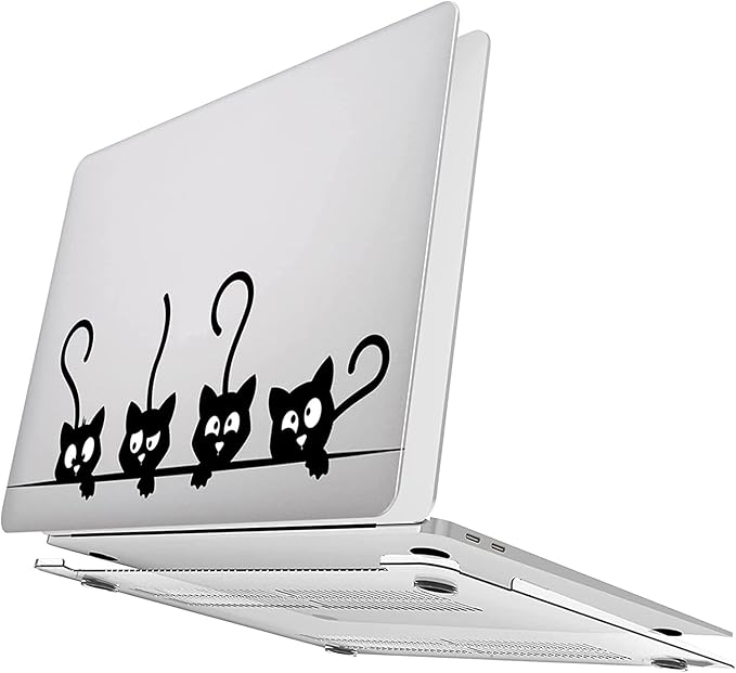 Compatible with MacBook Pro 13 Inch Case M2/M1 2025 2022-2017 A2338 A2289 A2251 A2159 A1989 A1706 A1708 Plastic Hard Shell Case&Keyboard Skin&Mac OS Keyboard Sticker (Black Cats)