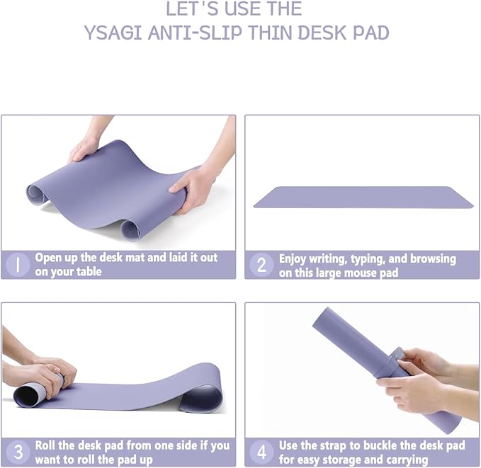 YSAGi Non-Slip Leather Desk Pad L Size, Waterproof Laptop Computer Desk Keyboard Mat, Table Protector Blotter Mat, Large Mouse Pad for Office/Work/Home/Decor(Lavender, 35.4" x 17")