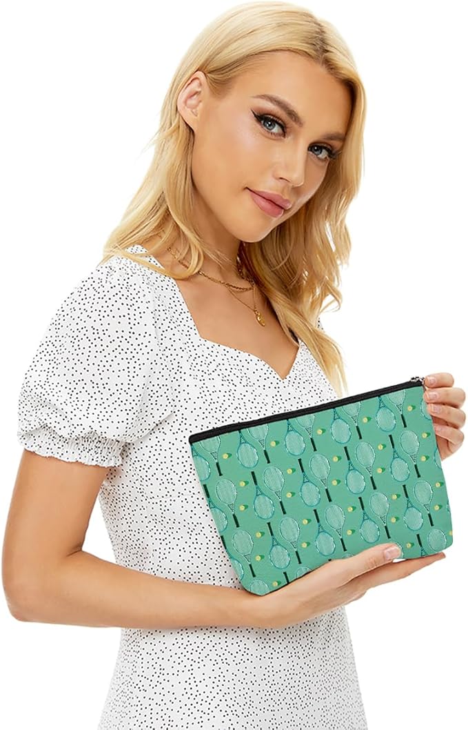 6 PCs Inspirational Tennis Makeup Bag, Accessories Gift Cosmetic Bag, Player Graduation Birthday Gifts for Women & Girls Tennis Lovers
