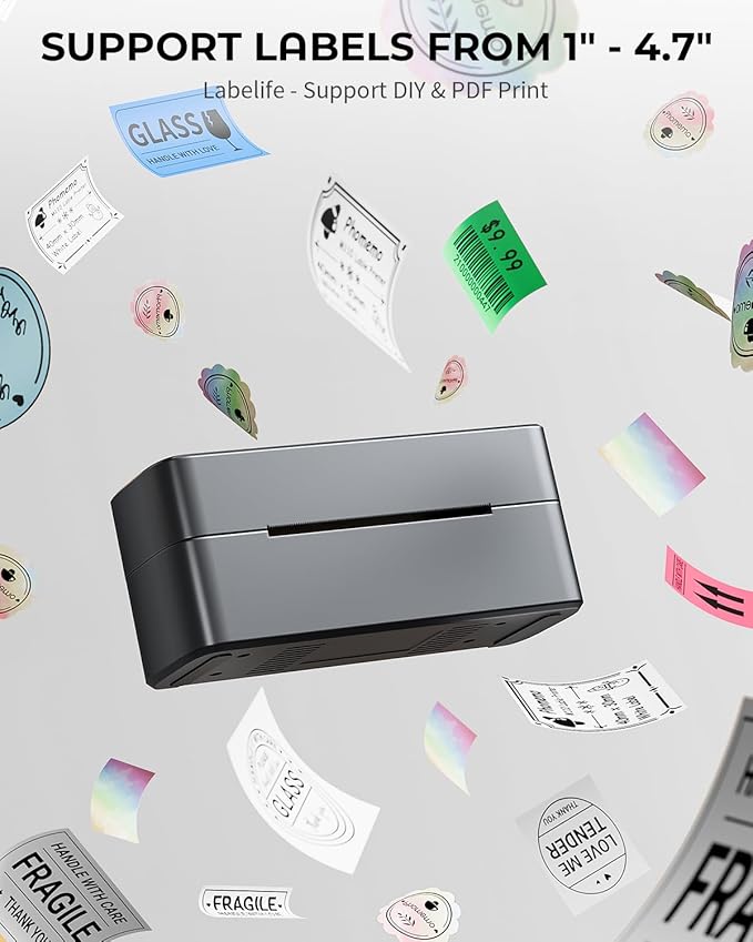 Phomemo 4x6 Shipping Label Printer - 241BT Bluetooth Thermal Label Printer Compatible with iOS&Android, Windows, Mac, Chrome OS, Wireless Thermal Printers for Small Business, Barcode, Packages - Black