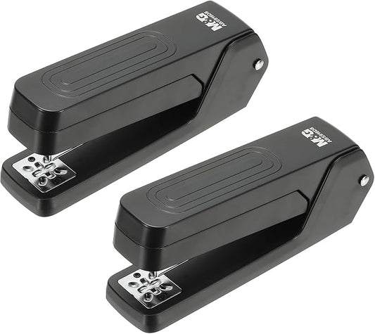M&G Office Desktop Stapler, 20 Sheet Capacity Basic Staplers Jam Free Standard Stapler Office Accessories Supplies with Two Binding Modes for Home Office Classroom, Black, 2 Pcs