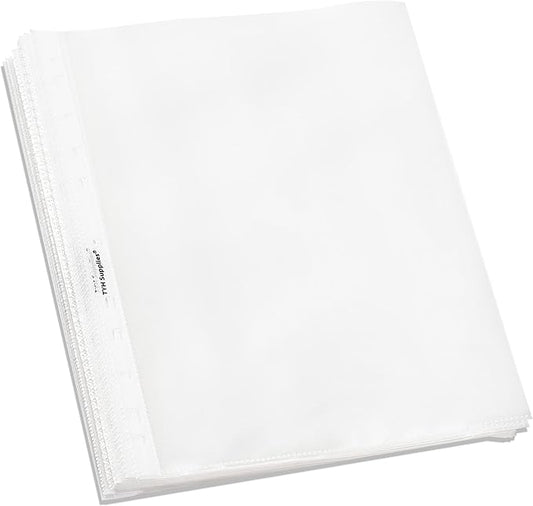 TYH Supplies 50 Pack Clear Sheet Protectors for 3 Ring Binder | 8.5 x 11 Inch | Non-Glare Standard 11 Hole Plastic Page Protectors for Home, Office, and School | Top Loader Plastic Sleeves