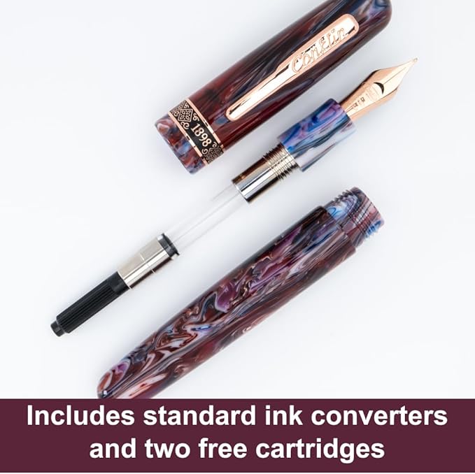 Conklin 1898 Fountain Pen, Misto Purple - Broad Nib | Unique Resin Blend Design | JoWo Stainless Steel Nib Made in Germany | Ideal Gift for Pen Lovers