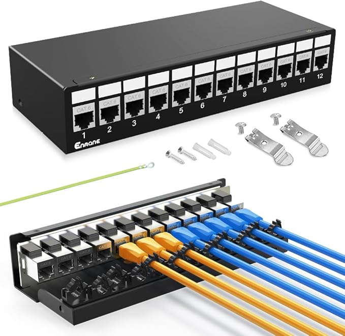 12 Port Patch Panel CAT6 Keystone Patch Panel (EC Listed) Network for Home/Office (1U 12Port, CAT6 Shielded)