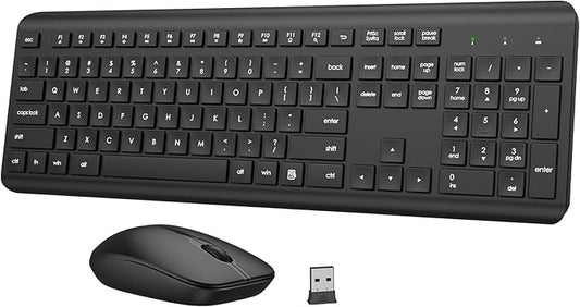 Wireless Keyboard and Mouse Combo, Full-Size Silent Ergonomic Keyboard and Optical Mouse, Long Battery Life, 2.4GHz Lag-Free Cordless Mice Keyboard for Computer, Mac, Laptop, PC, Windows