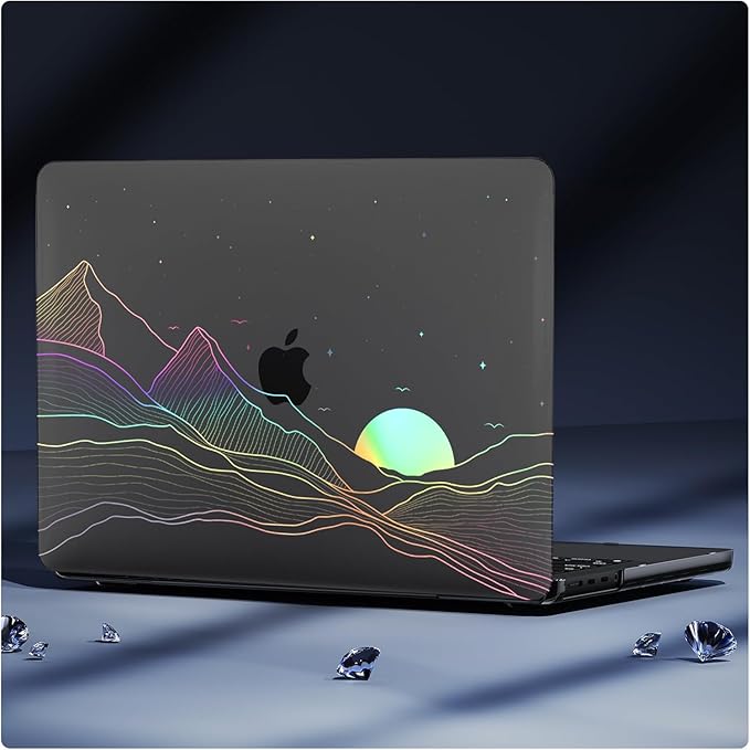 KEROM Clear Black Case for MacBook Air 15 Inch 2025 2024 2023 M4 M3 M2 A3241 A3114 A2941, MacBook Air M4 15 inch Case, Protective Plastic Hard Shell & Keyboard Cover for Mac Air 15, Sunrise