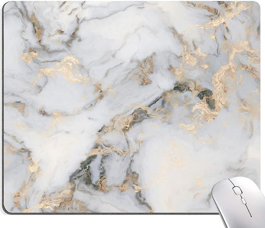 Mouse Pad, Gray Gold Marble Mouse Pad, Premium-Textured Marbling Mouse Mat Square Waterproof Non-Slip Rubber Base Computer Mousepad for Office Laptop Desk