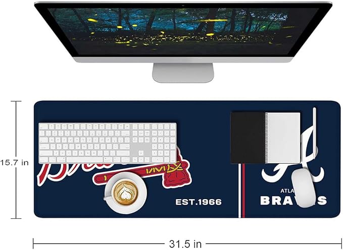 Generic Baseball Mouse Pad Extended Large Gaming Desk Pad 31.5 x 11.8 Inch, XL Mousepad Topographic Mouse Pad with Anti-Slip Rubber Base for Atlanta Home Office