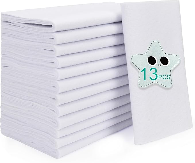 XSEINO 13 Rolls White Felt Fabric,8"x35"(20.5x90cm) 1.4mm Thick Soft Felt Fabric Sheet for Crafts,White Series Colors Soft Nonwoven Fabric,Fit for Decoration, Sewing, DIY Crafts