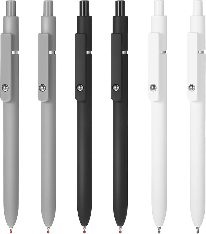 6 Pcs Gel Pens 0.5mm Quick Dry Black Ink Fine Point Smooth Writing Pen, Quick Dry Pens For Journaling, School Supplies Gifts for Men Women Journaling, Black/Gray/White