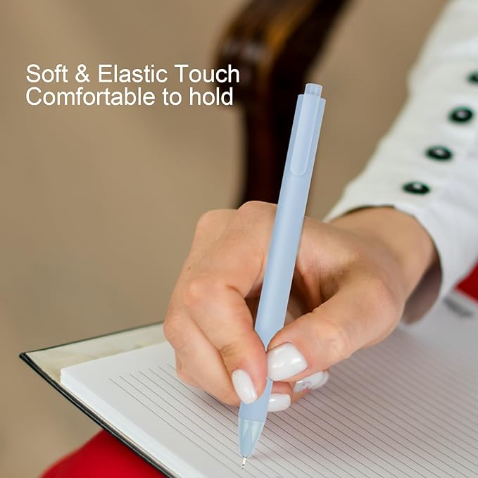 ldcrea Gel Pens 0.5 Fine Tip, Black Ink, Silky Grip, 12 Pack