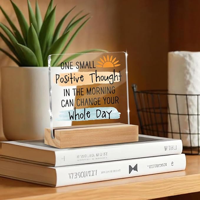 Inspirational Sunshine Gifts for Women Men Coworkers Friends, Motivational Reminder Quotes Desk Decor Acrylic Sign, Positive Affirmations Desk Accessories Signs for Table Top Cubicle Office Decor