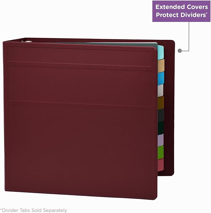 Carstens 4-Inch Heavy Duty 3-Ring Binder - Side Opening, Wine, Durable Plastic, No-Gap Rings, Waterproof Cover, No Pockets, Holds 600 US Letter Sheets, BPA-Free, Made in USA (1843-3R), Case of 10