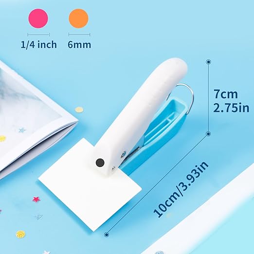 UCEC Single Hole Punch 1/4” Circle Paper Hole Puncher, One Hole Handheld Puncher, A Crafts Easy Punching Small Hole Puncher for Craft Paper Tags Clothing Ticket DIY Scrapbook Tool