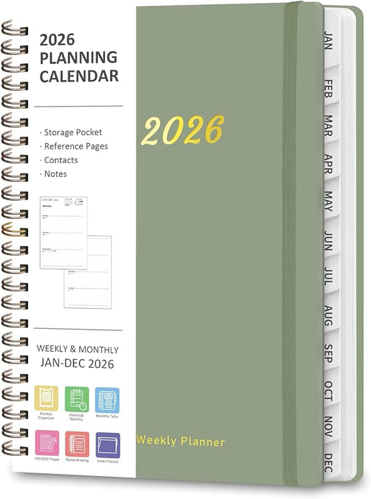 2026 Planner, Weekly and Monthly Calendar Planning Agenda, Jan 2026 - Dec 2026, Academic Planner Book, Desk Accessories and Office Supplies for women & men - A5 (6.3'' x 8.5'')