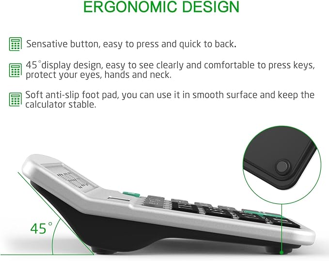 Splaks 4 Pack Standard Functional Desktop Calculator - Solar and AA Battery Dual Power Electronic Calculator with 12-Digit Large Display (2 Basic Black & 2 Updated Silver)