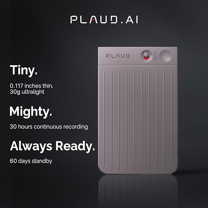 AI Voice Recorder, Note Voice Recorder w/Case, App Control, Transcribe & Summarize with AI Technology, Support 112 Languages, 64GB Memory, Audio Recorder for Lecture, Meeting, Call, Interview