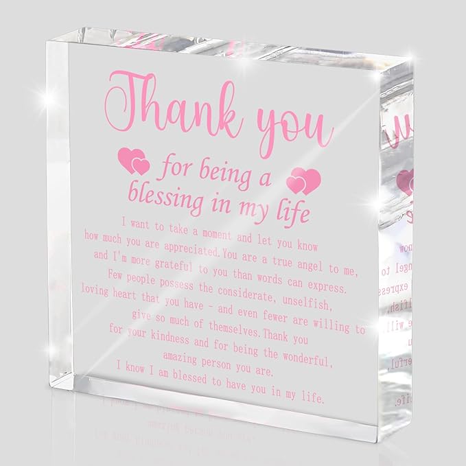 Thank You Acrylic Blessing Sign - 4x4 Inch Layered Gratitude Gift for Women, Christian Appreciation Decor, Religious Keepsake for Special Women