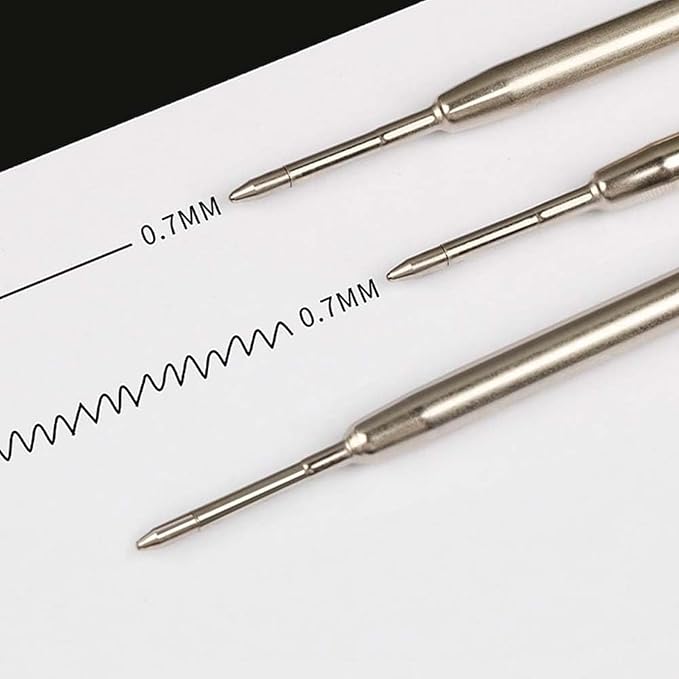 PapaBear Ballpen Medium Point Black Ink Refill Pack of 5-Replaceable Ballpoint Pen Refills - Metal Pen Refill (Blue)