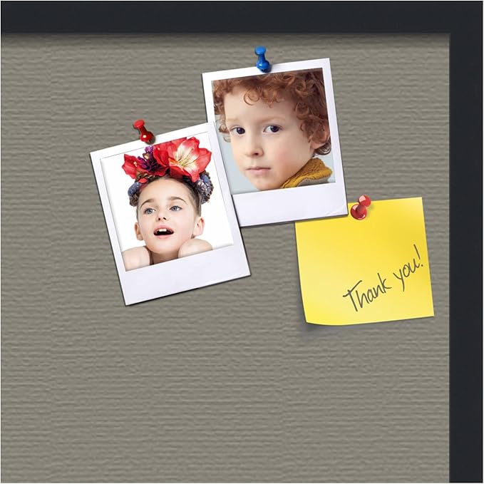 PinPix 24x24 Inch Cork Bulletin Board. This Decorative Framed Pin Board Comes with Pewter Design and a Satin Black Frame. Ideal for Home Office Decor or Message Board (PinPix-1812)