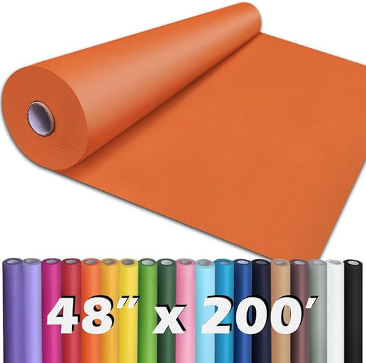 PerkHomy 48" x 2,400" (200') OrangeRed Kraft Paper Roll for Craft Bulletin Board Paper Art Table Covering Crafting Gift Wrapping Bouquet Packing Parcel 80GSM 55LB (OrangeRed, 48" x 200')