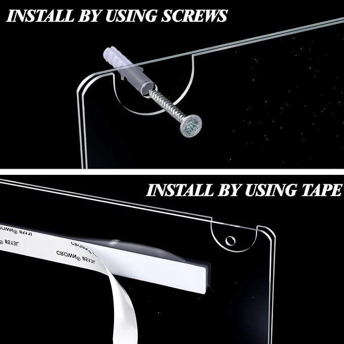 6pack Acrylic Wall Sign Holder with Serews&Tape,8.5 X 11 Wall Mount Clear Plastic Sign Holder,Memo Document Menu Holder for Restaurant, Office, School, Store and Home Use,Support No Drilling