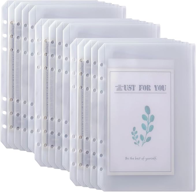 15pcs A5 Binder Pockets with No Zippers, Zipless Budget Envelopes for Cash System, A5 Binder Pouch for 6 Ring Binder, Money Folder Organizer for Cash.