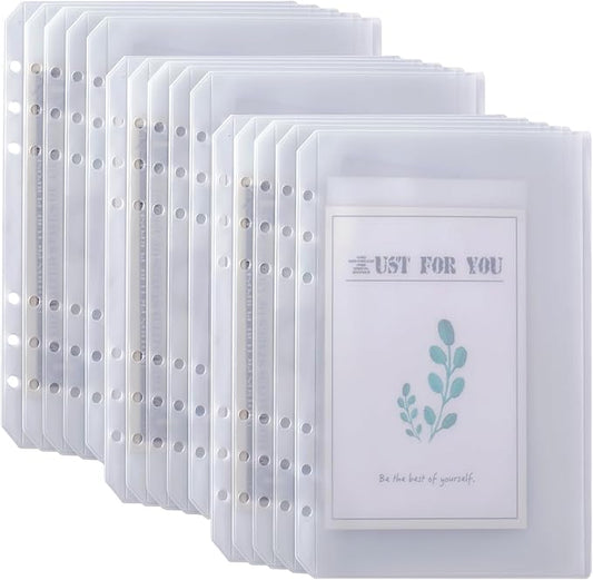 15pcs A5 Binder Pockets with No Zippers, Zipless Budget Envelopes for Cash System, A5 Binder Pouch for 6 Ring Binder, Money Folder Organizer for Cash.