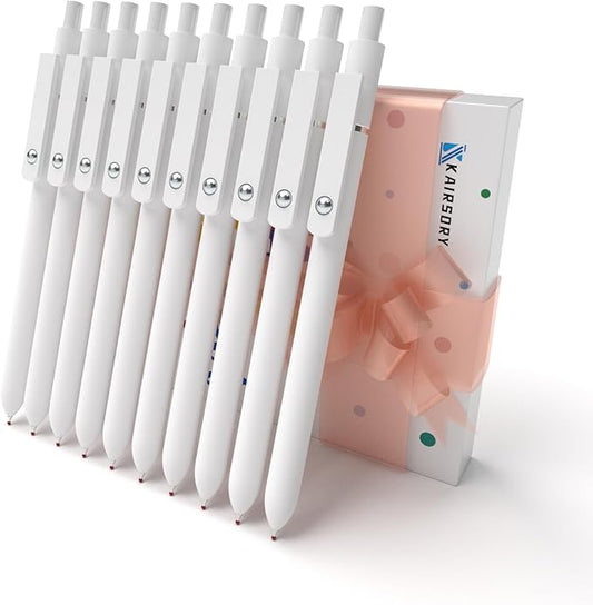 White Gel Pens,0.5mm Fine Point Tip,Quick Drying Ink, Aesthetic Cute Office School Supplies,Retractable Japanese Pen for School Office Home Supplies, Gifts for Women Men(10 Pcs Black Ink-White pen)