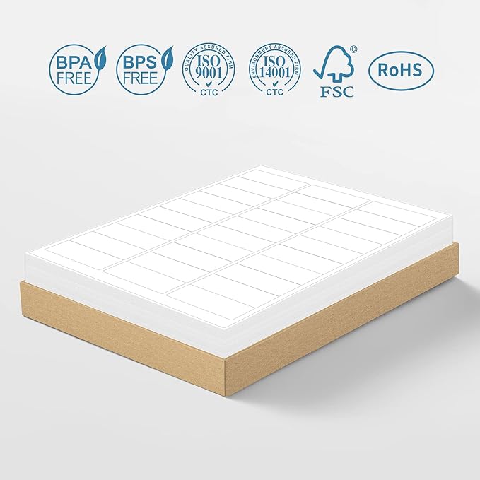 Methdic Address Labels 1" x 2-5/8" 3000 Labels Sticker Paper for Laser/Ink Jet Printer Mailing Labels 8.5"×11" White 30 per Sheet