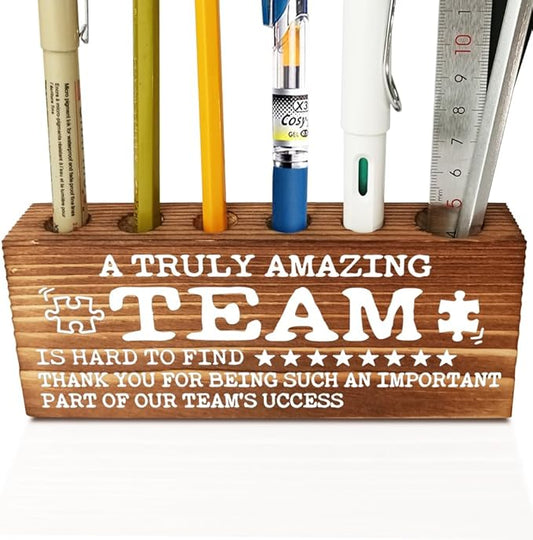 FOKCBOCM A Truly Amazing Team is Hard to Find, Inspirational Team Office Decor, Appreciation gifts for Team, Going Away Gift Retirement Gift for Coworker Boss, Farmhouse Organizer Pen Holder-DBB24