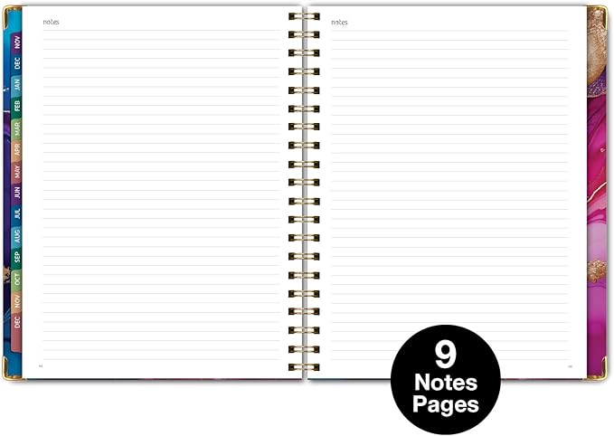 HARDCOVER 2026 Planner, 8.5"x11": 14 Months (November 2025 - December 2026), Daily Weekly Monthly Planner, Yearly Agenda, Bookmark, Pocket Folder and Sticky Note Set (Pink Purple Marble)