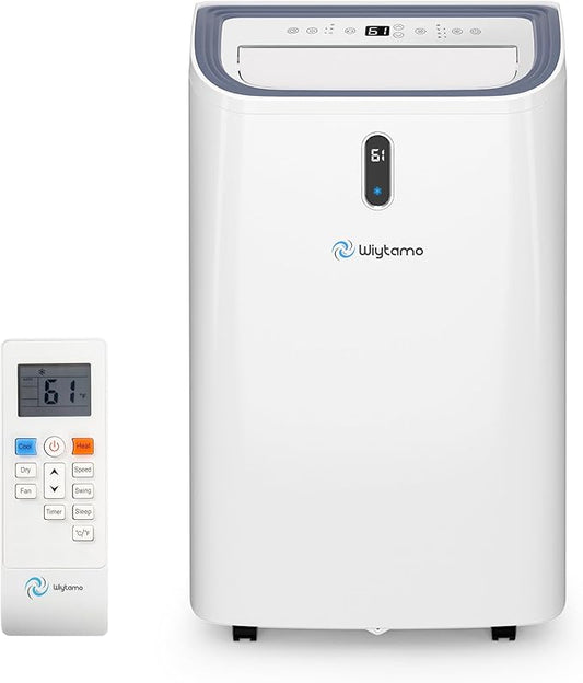 14,000 BTU Portable Air Conditioners for 700 Sq.Ft, 4-in-1 Room Air Conditioner with Cooling, Heating, Dehumidifier, Fan, Remote, Sleep Mode, Auto Swing, 24H Timer, Self-Evaporating Portable AC Unit