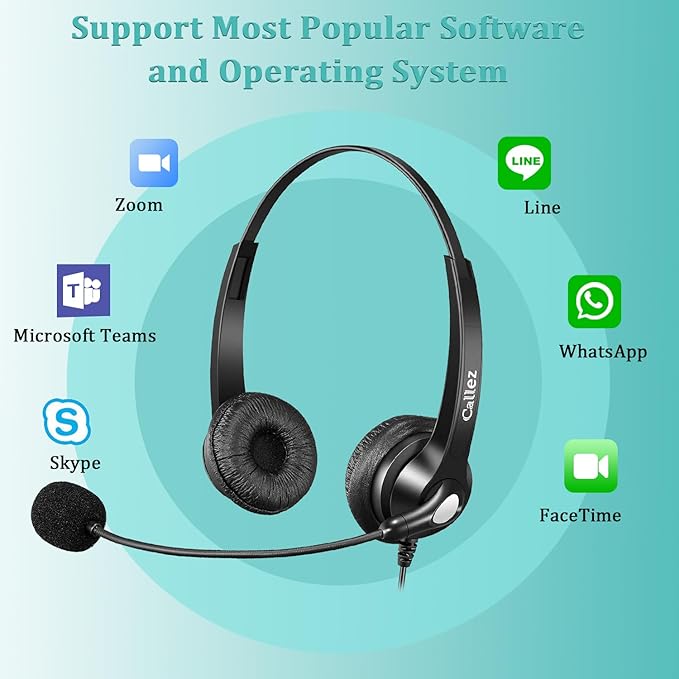 Callez 3.5mm Headset with Microphone Noise Cancelling for Cell Phone PC Laptop, Stereo Computer Headphones for iPhone Samsung Mac Call Center Office Skype, in-line Control, Clear Chat