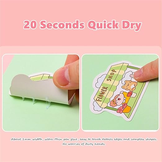 Scrapbook Quick Dry Crafting Glue Set, 6PCS Multi-color Spot Glue Pen for Papercrafts, Handmade Stationery, DIY Foil-Stamping, Back to School Supply, Year 6+