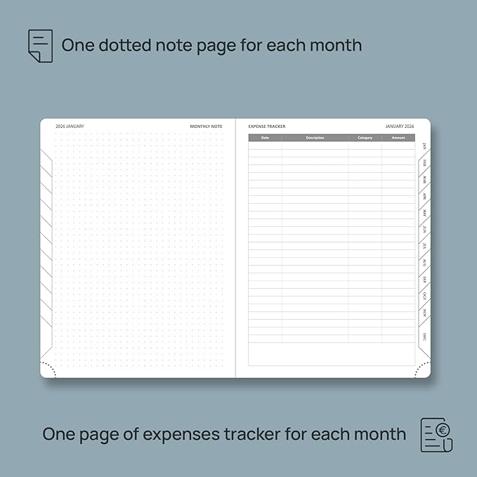 POPRUN Monthly Planner 2026-2027 (Medium- 6.5'' x 8.5'' Soft Cover), 18-Month Calendar Book (Jan.2026 - Jun. 2027), Calendar Planner with Monthly Tabs & Pocket, 100 GSM Paper - Pink