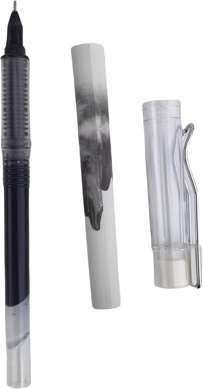 Fengtaiyuan LQB05P6 Straight Liquid Ballpoint Pen - Black Ink, 0.5mm Bullet Head, Smooth Writing, 6 Count (BlackLQB05P6)