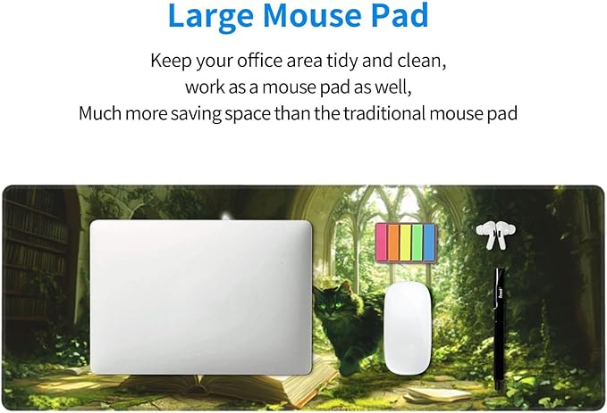 Nature Book Mouse Pad 31.5 X 11.8 Inch Big Desk Rubber Base Stitched Edges Keyboard Pad XXL Mouse Mat for Home Game and Office